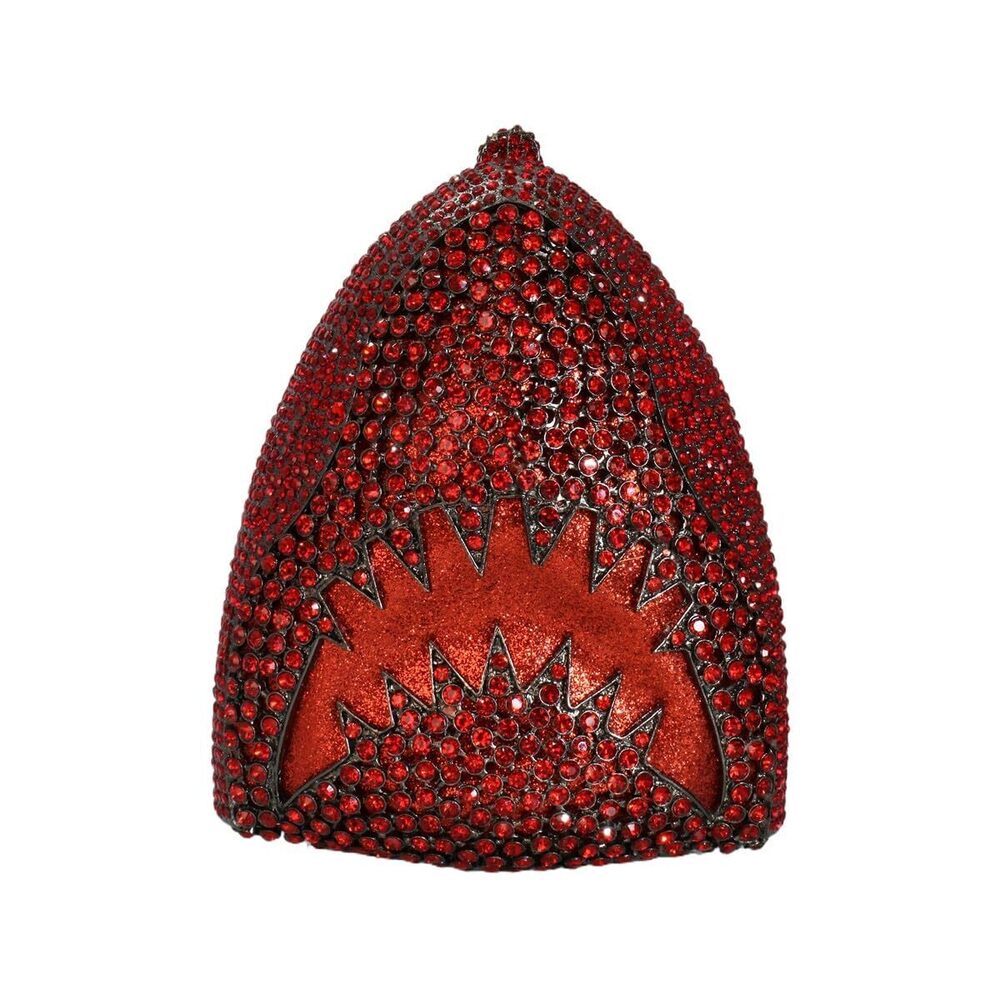 1121 Rhinestone Evening Handbag Sparkling Unique Shark Head Design Clutch